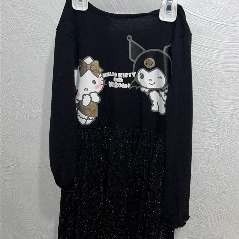 Black Hello Kitty and Kuromi Long Sleeve Dress